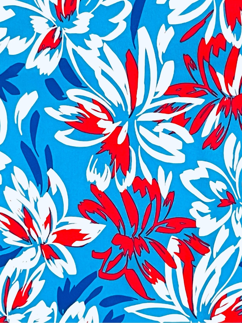 Jofit Top Golf Blue Red Tropical White Floral Mock/Split/Neck Short Sleeve Sz L - Picture 3 of 12